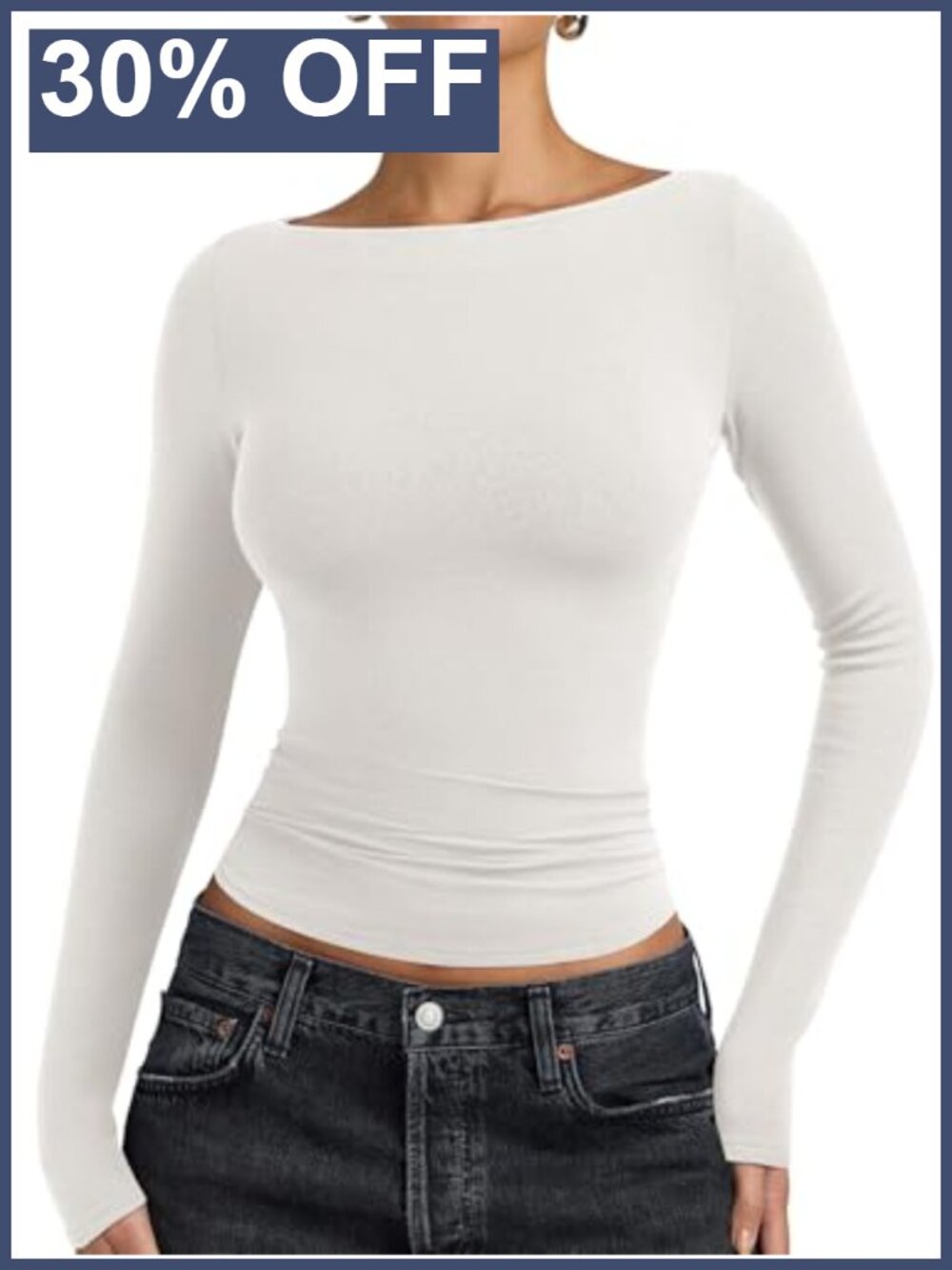 Boat Neck Long Sleeve Business Casual Top Pullover Blouse